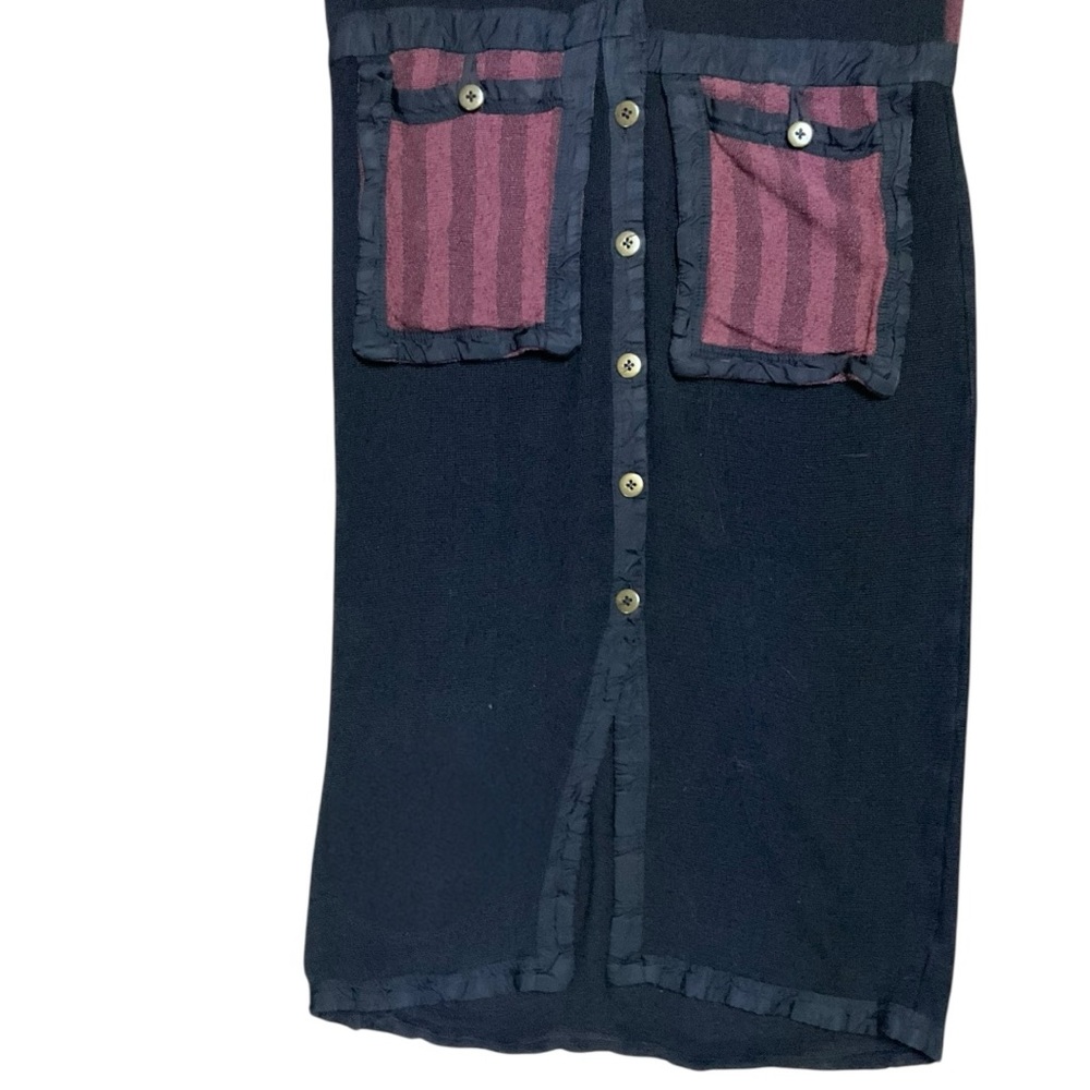 Striped Patchwork Button-Front Duster Cardigan Dr… - image 3